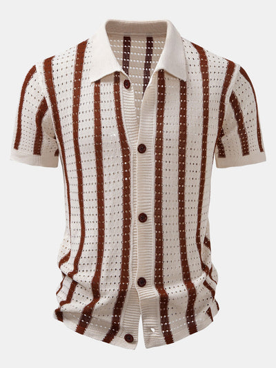 hola STRIPED SHIRT WITH MESH EYELET