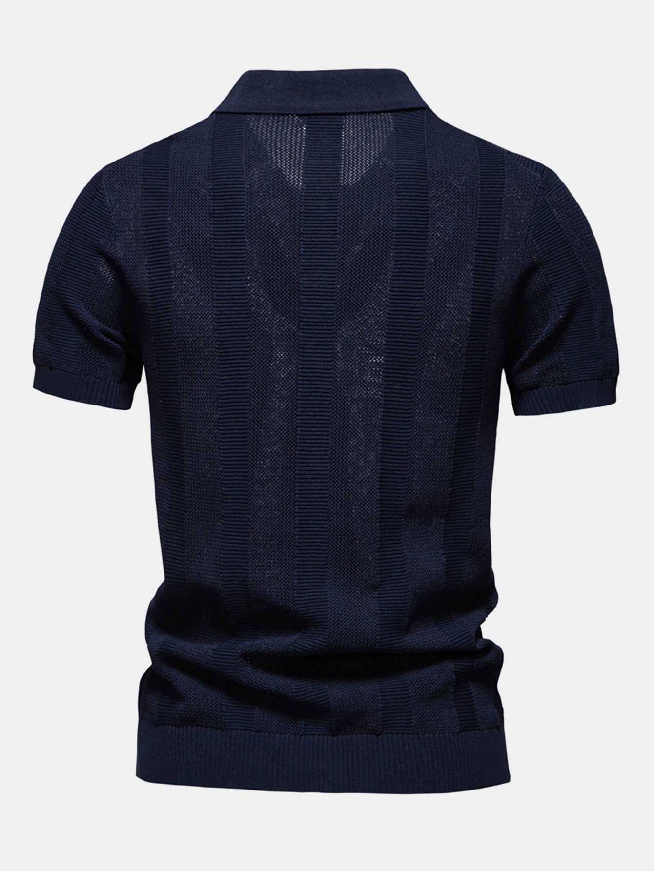 Dominic | Stripe Hollow Knit V Neck Polo Shirt