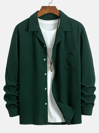 Alcidas® | Long Sleeve Waffle Cuban Collar Shirt