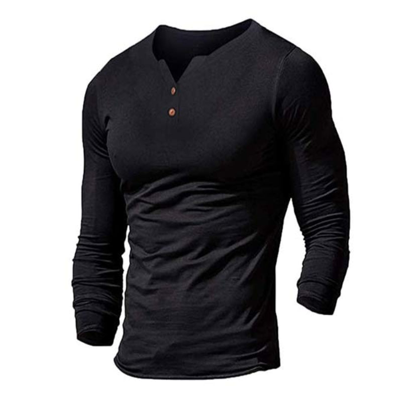 Men's solid color long sleeve T-shirt W