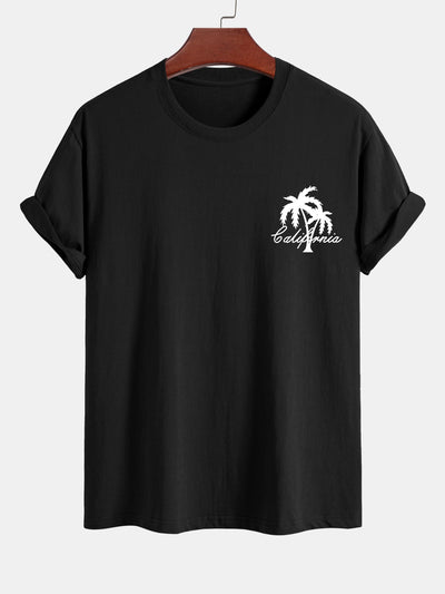 Carmelo® | California Palm Tree Print Cotton T-Shirt & Swim Shorts