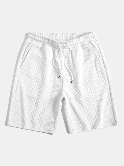 Adelin® | 3 Pieces Diamond Geometric Jacquard Drawstring Shorts