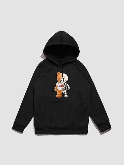 Zavier | Skeleton Bear Print Hoodie