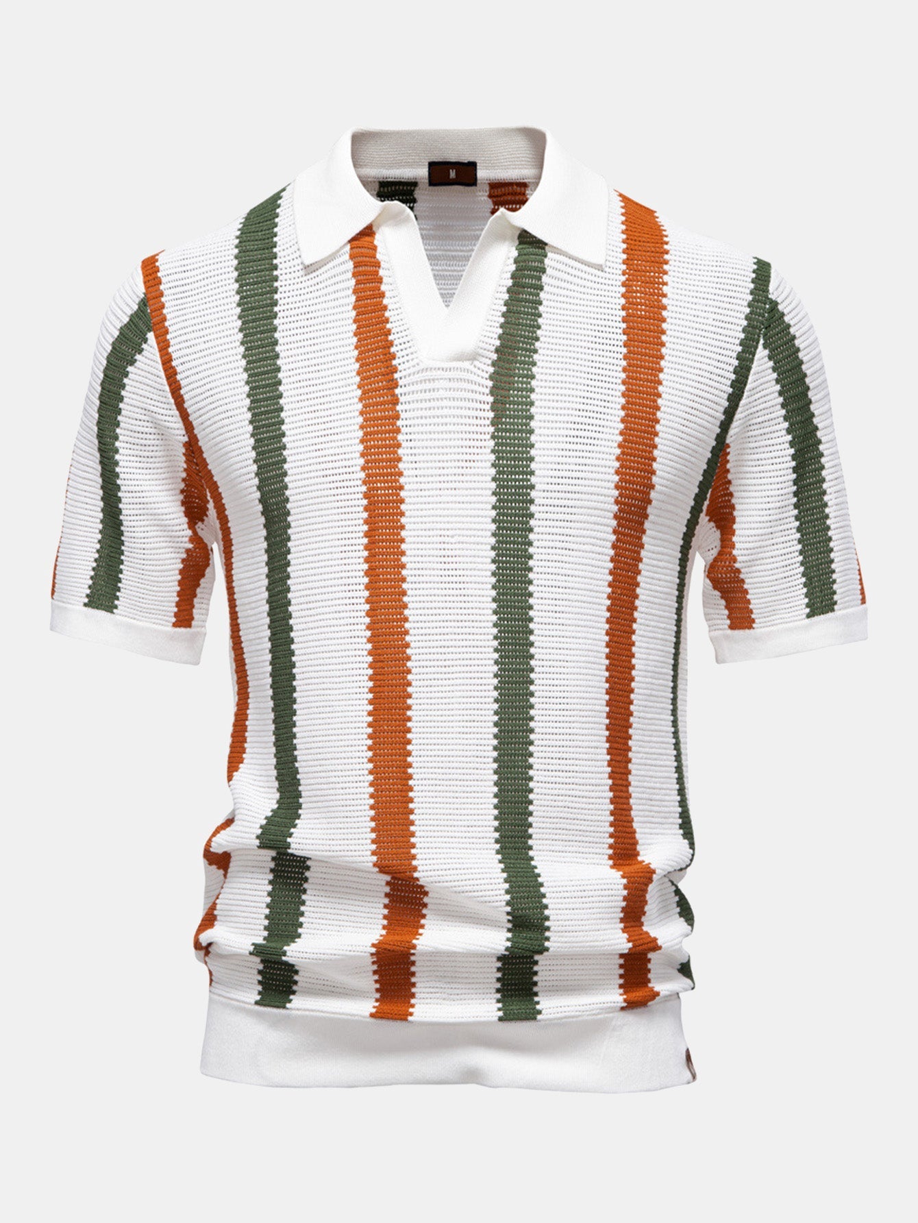 Chris® | Stripe Knit V Neck Polo Shirt