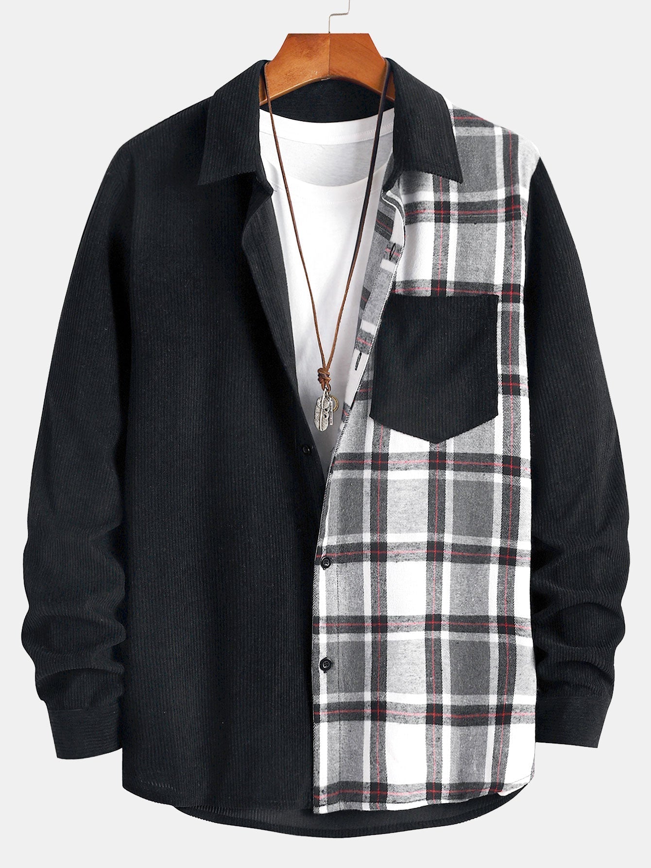 Altamirano® | Corduroy Plaid Panel Shirt