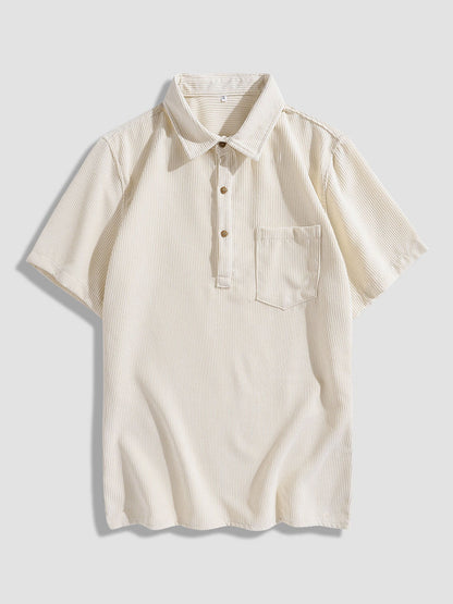 Abelardo® | Corduroy Solid Short Sleeve Basic Shirts
