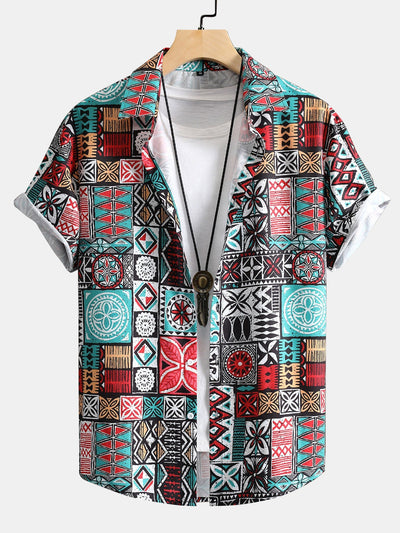 Jorge® | Tile Patchwork Print Button Up Shirt