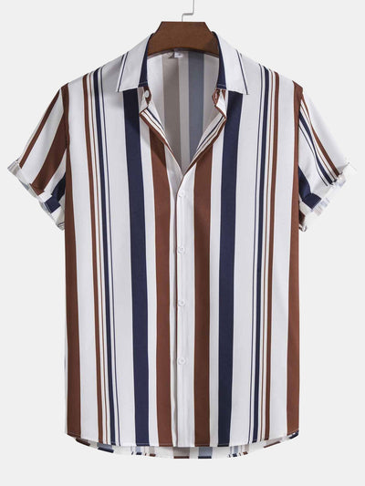 Kelvin® | Colored Striped Print Shirt & Swim Shorts