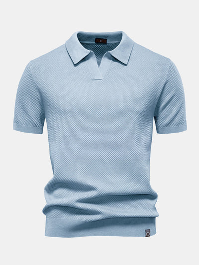 Elton® | Pineapple Texture Knit V Neck Polo