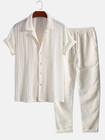 Job® | Texture Jacquard Cuban Shirt & Straight Leg Linen Pants