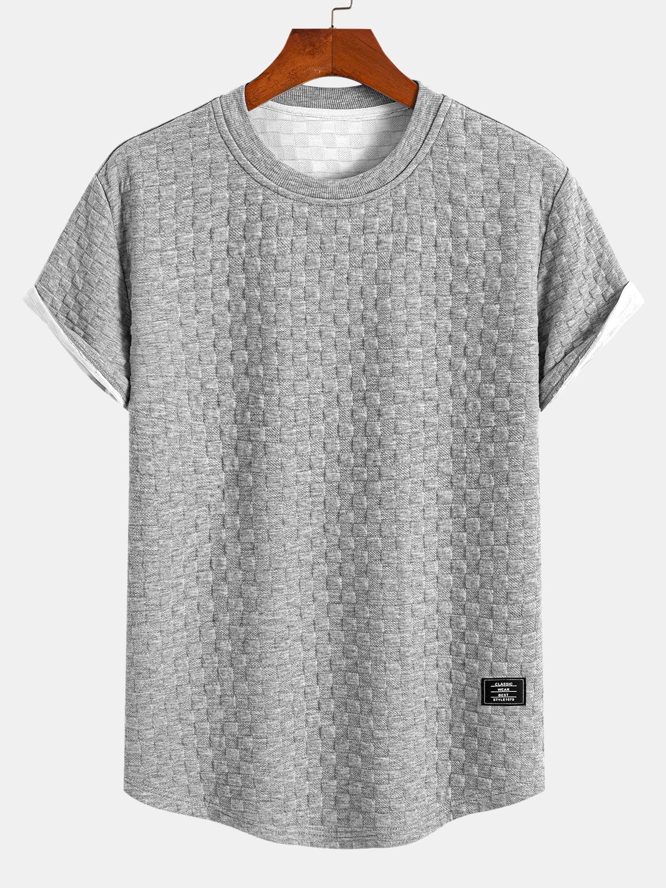 Carlos® | Checkerboard Jacquard Arc Hem T-Shirt