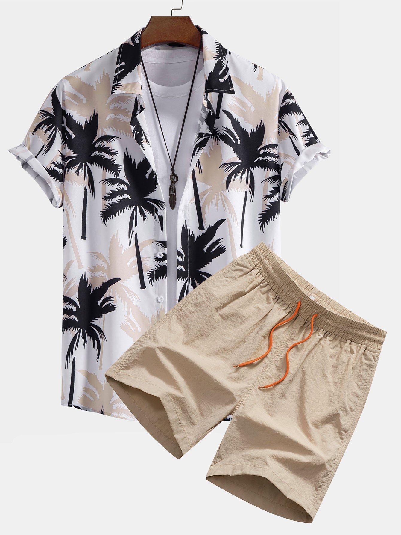 Casey® | Palm Tree Print Button Up Shirt & Swim Shorts