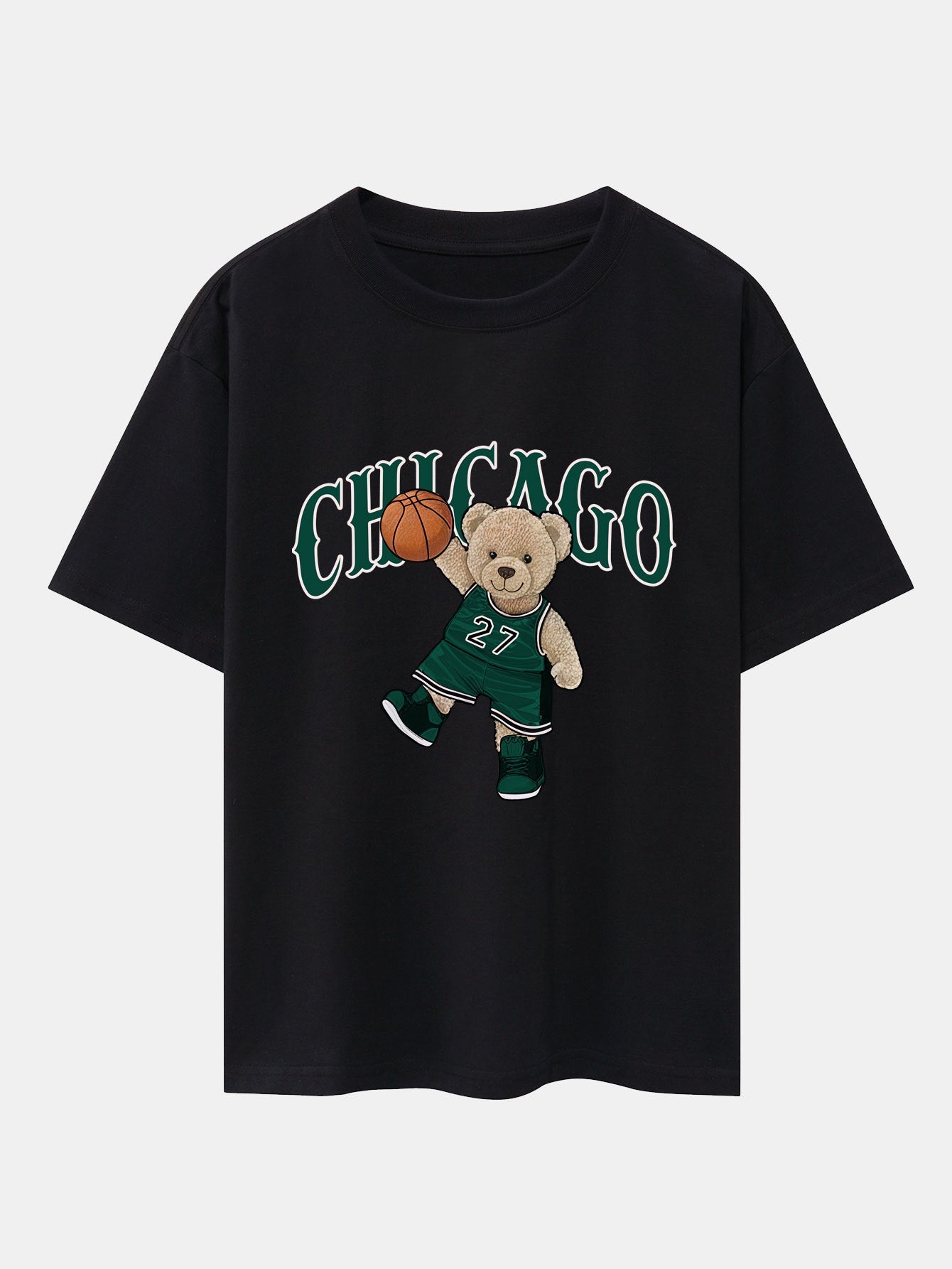 Erico® | Chicago Basketball Bear Print Drop Shoulder Oversize T-Shirt