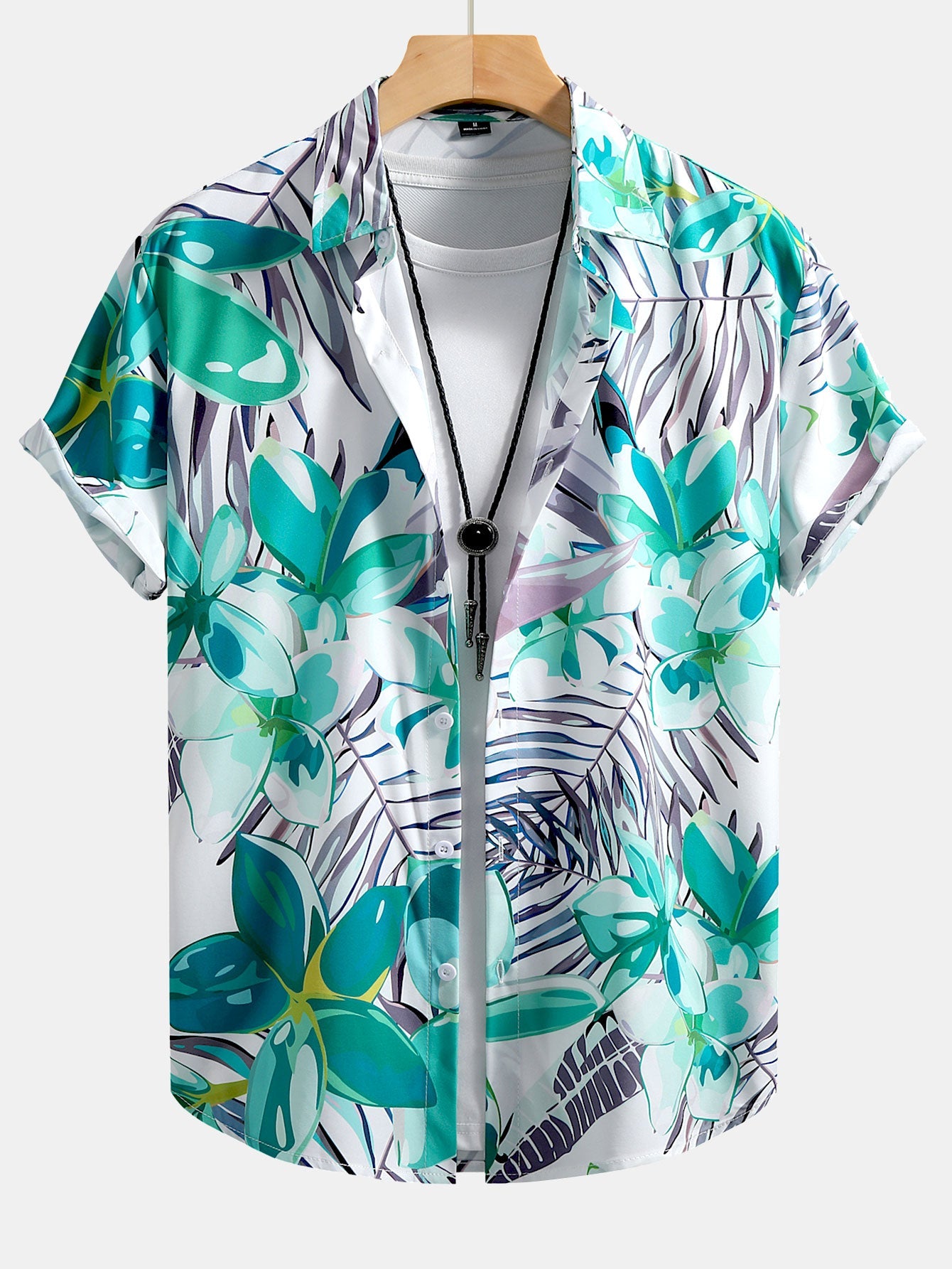 Caleb® | Flower Plants Print Button Up Shirt & Swim Shorts