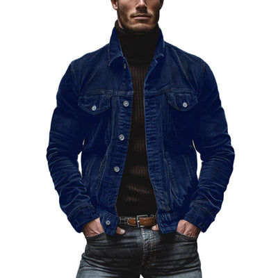 Men's Vine Cordroy Lapel Single Breastedlti-Pocket Work Jacket