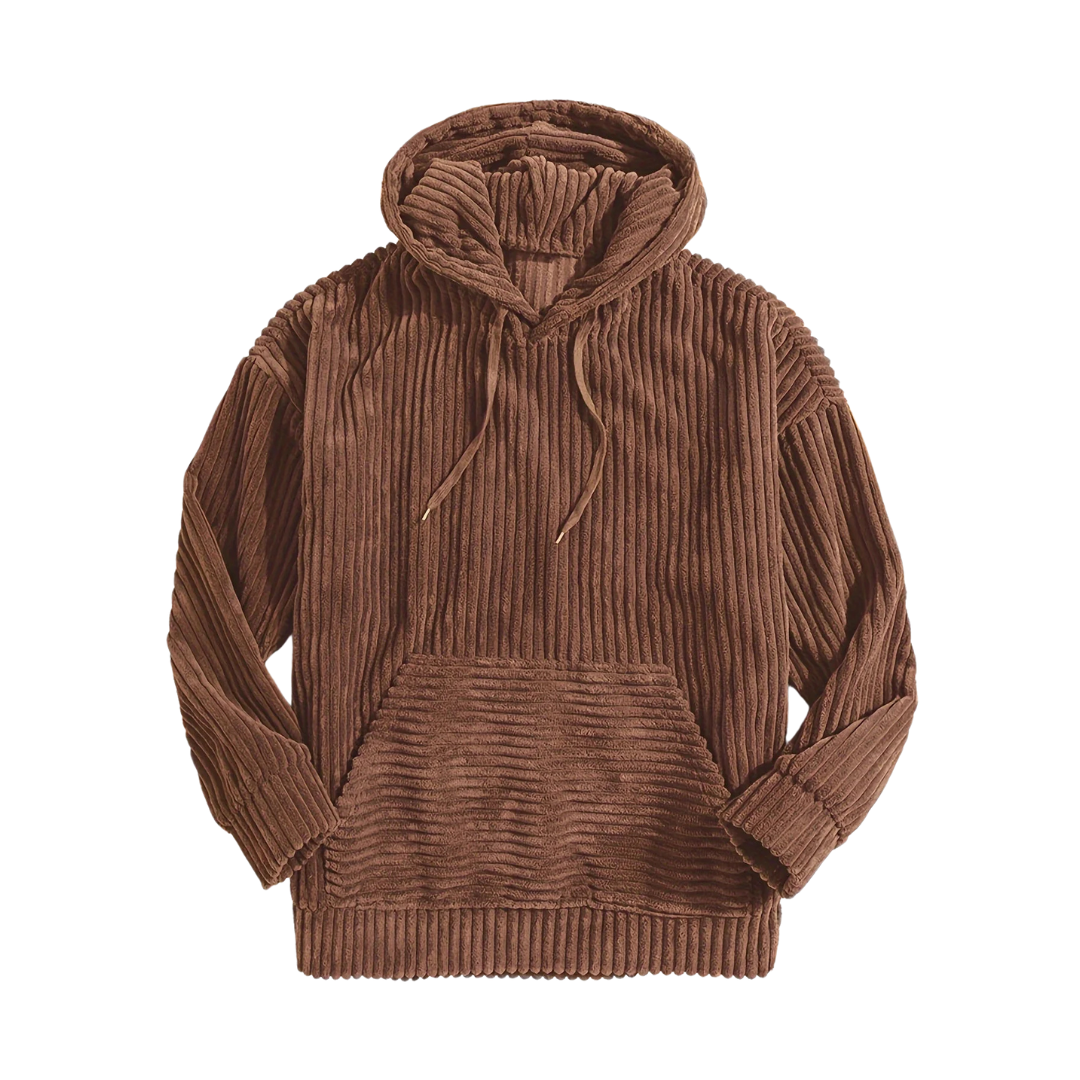 Dionel | Men's structured corduroy hoodie with kangaroo pocket