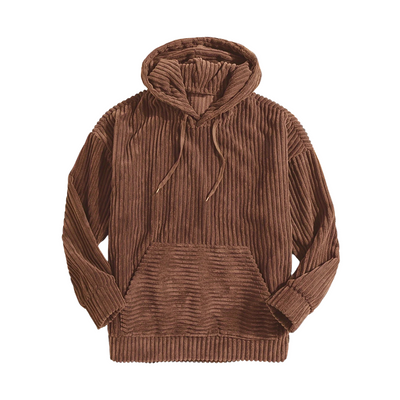Dionel | Men's structured corduroy hoodie with kangaroo pocket