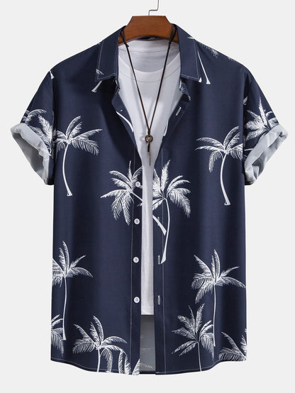 Yosafat® | Palm Tree Print Button Up Shirt
