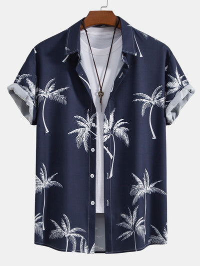 Yosafat® | Palm Tree Print Button Up Shirt