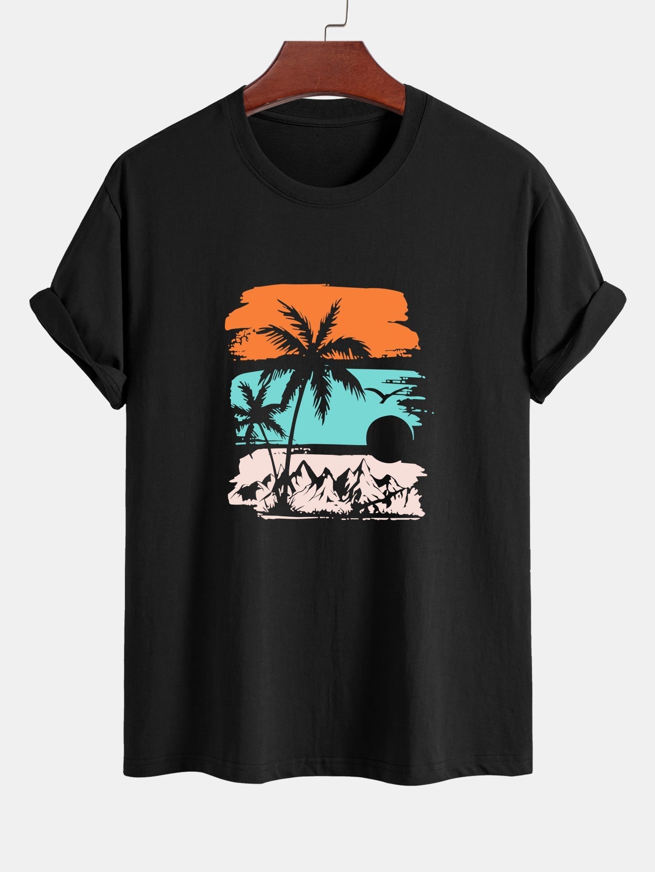Bruno® | Palm Tree Silhouette Print Cotton T-Shirt & Swim Shorts