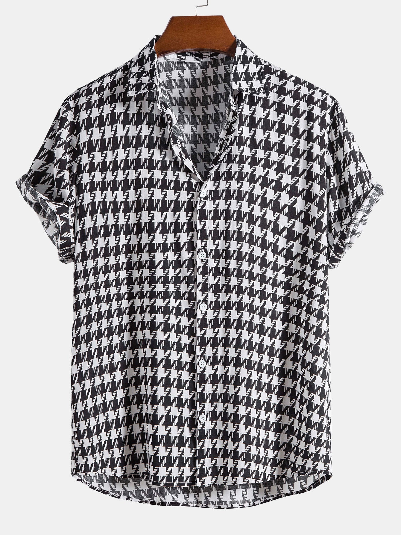 Yago® | Black And White Geometric Print Shirt