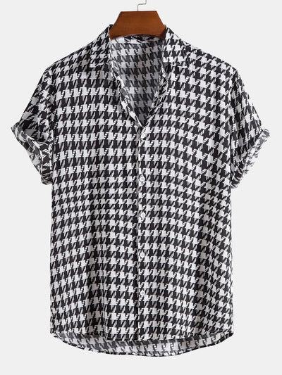 Yago® | Black And White Geometric Print Shirt