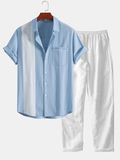 Jonás® | Linen Look Contrast Button Up Shirt & Straight Leg Linen Pants