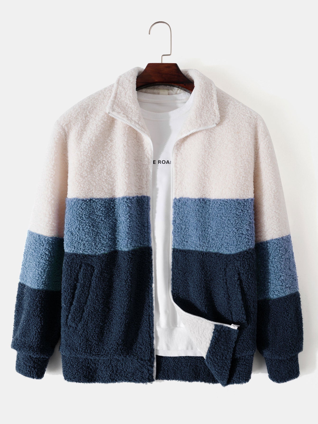Arturo | Color Block Teddy Fleece Zip Up Coat