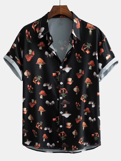 Artemis® | Mushroom Print Button Up Shirt