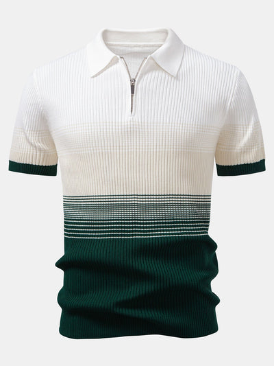Samuel | Striped Gradient Knitted Polo Shirt