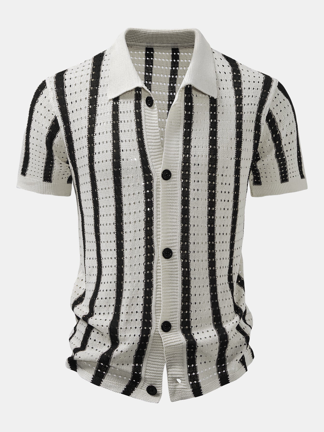 hola STRIPED SHIRT WITH MESH EYELET