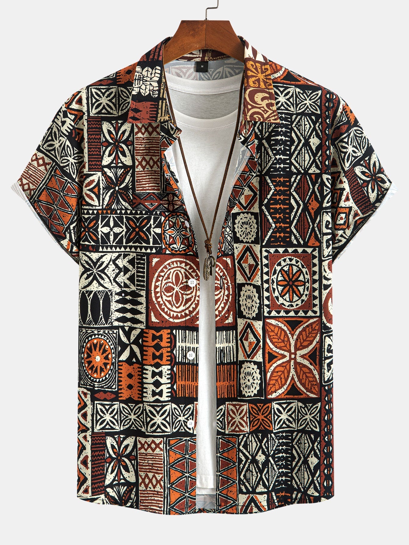 Italo® | Ethnic Geometry Print Button Up Shirt
