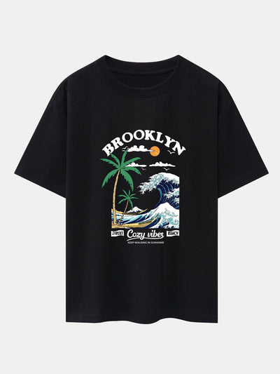 Alair® | Beach Waves Print Drop Shoulder Oversize T-Shirt
