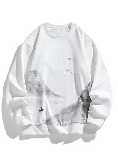 Artemas® | Ink Landscape Print Crew Neck Sweatshirt