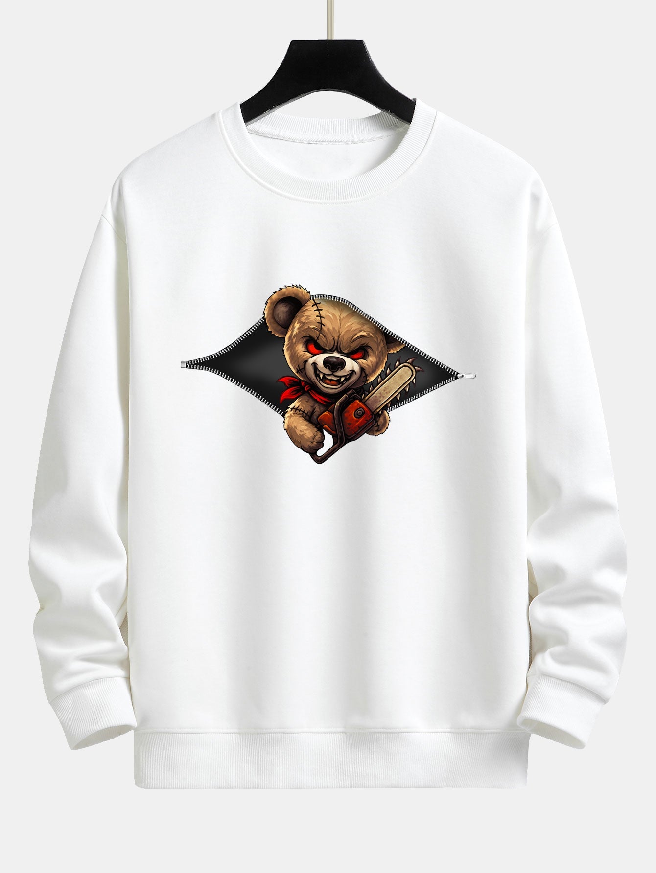 Jael® | Halloween Zipper Evil Bear Print Relax Fit Sweatshirt