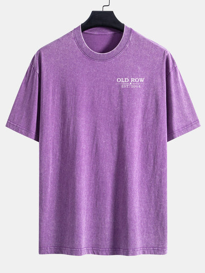 Jairo® | USA Old Row Beer Print Washed Distressed Drop Shoulder T-Shirt