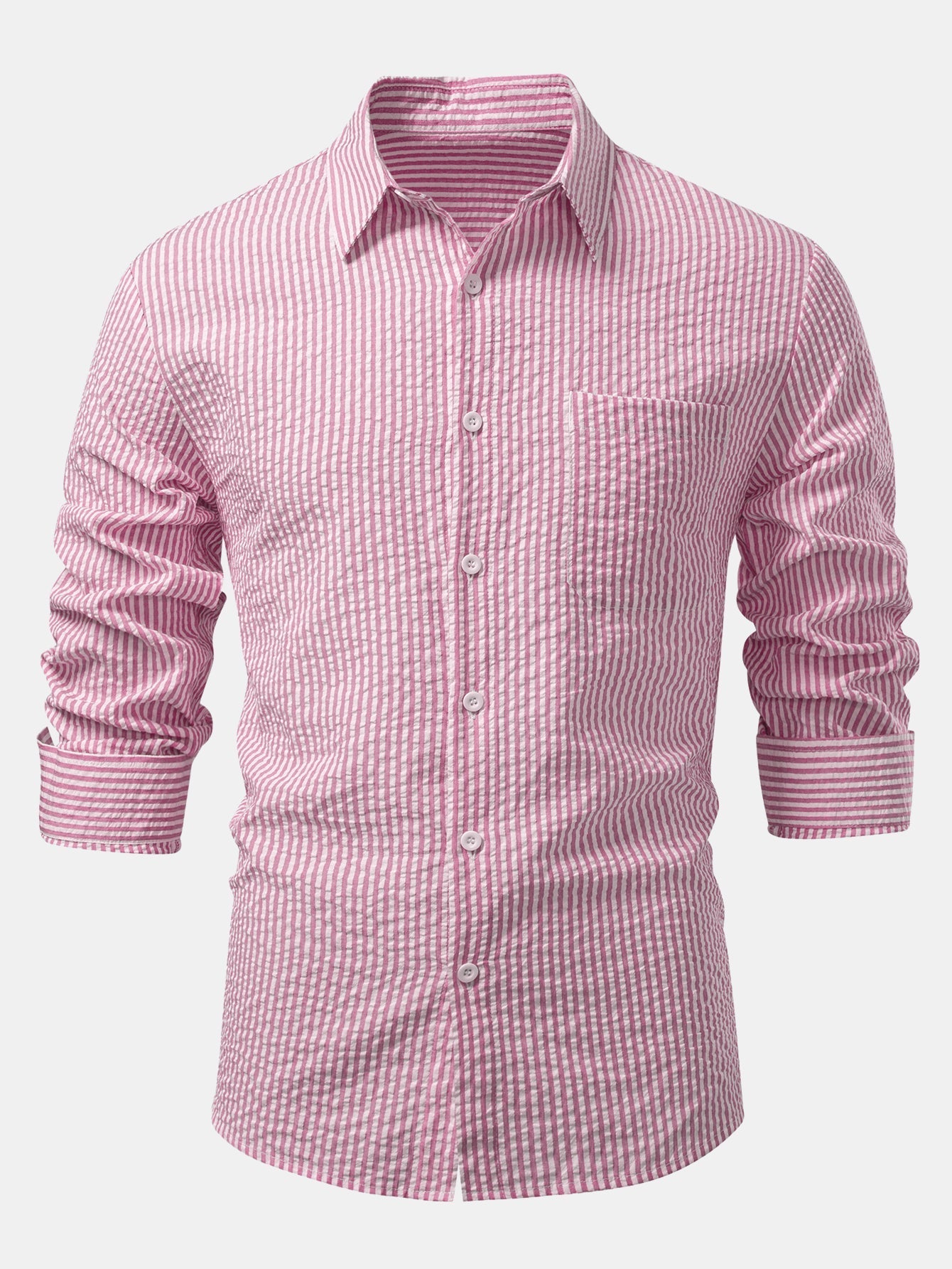 Ignacio® | Seersucker Striped Button Up Shirt & Straight Leg Linen Pants