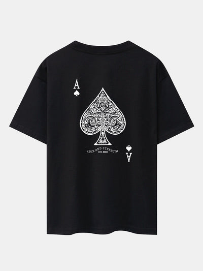 Ahab® | Ace Of Spades Print Drop Shoulder Oversize T-Shirt