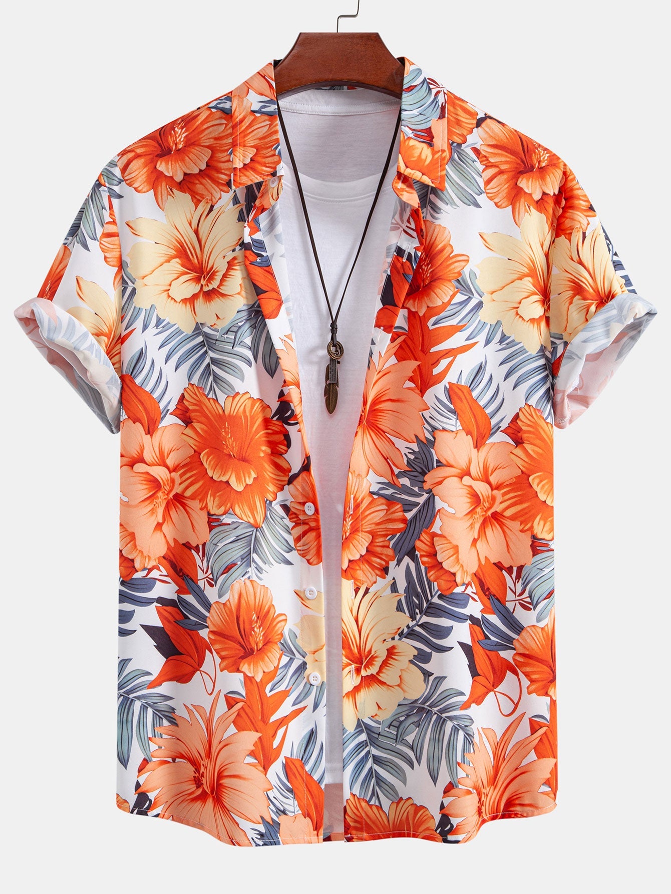 Kevin® | Tropical Flowers Print Button Up Shirt