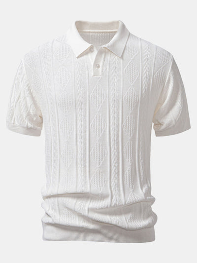 Gabriel | Geometric Jacquard Knitted Polo Shirt