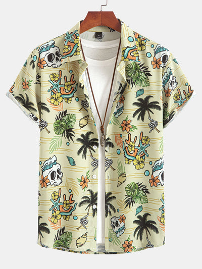 Arnuad® | Tropical Wilderness Skull Print Button Up Shirt