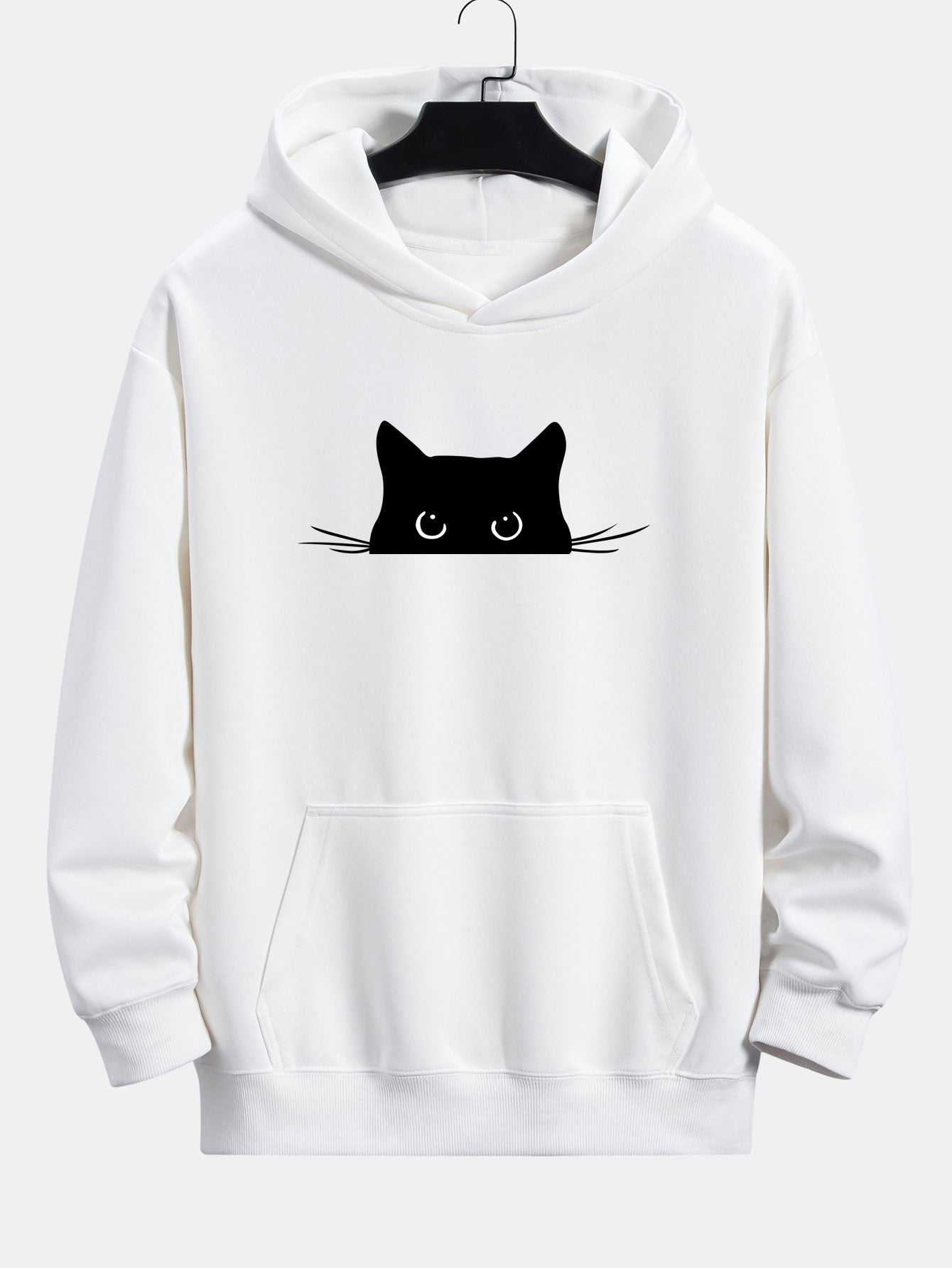 Fausto® | Black Cat Print Relax Fit Hoodie