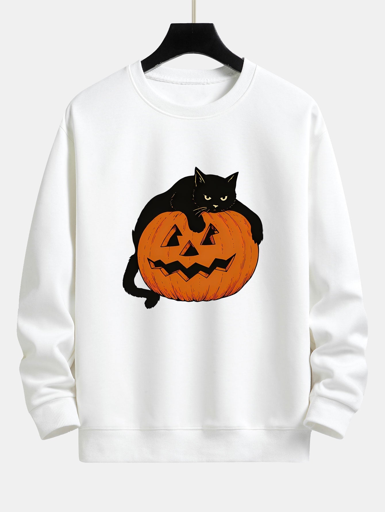 Belisario® | Pumpkin Black Cat Print Relax Fit Sweatshirt