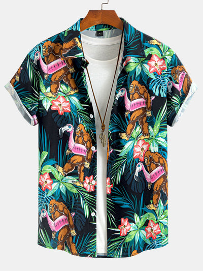 Levi® | Tropical Flamingo Bigfoot Print Button Up Shirt & Swim Shorts