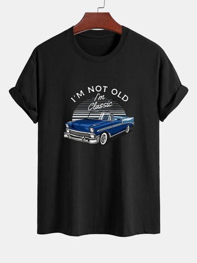 Mencio® | Car Slogan Print Cotton T-Shirt