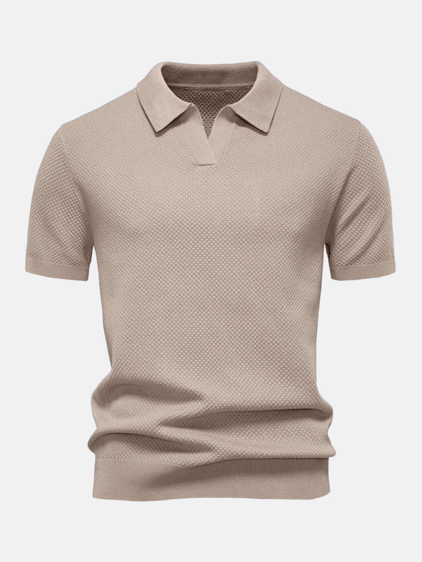 Jayden | Pineapple Texture Knit V Neck Polo Shirt