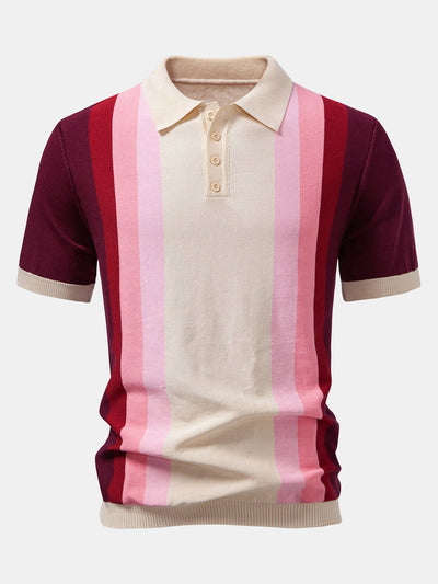 Michael | Striped Knitted Polo Shirt