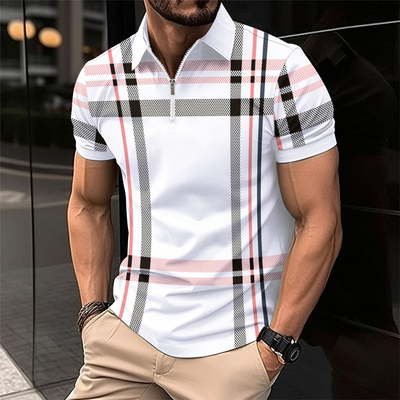 Prudencio® | Miami Striped Sports Polo Zipper