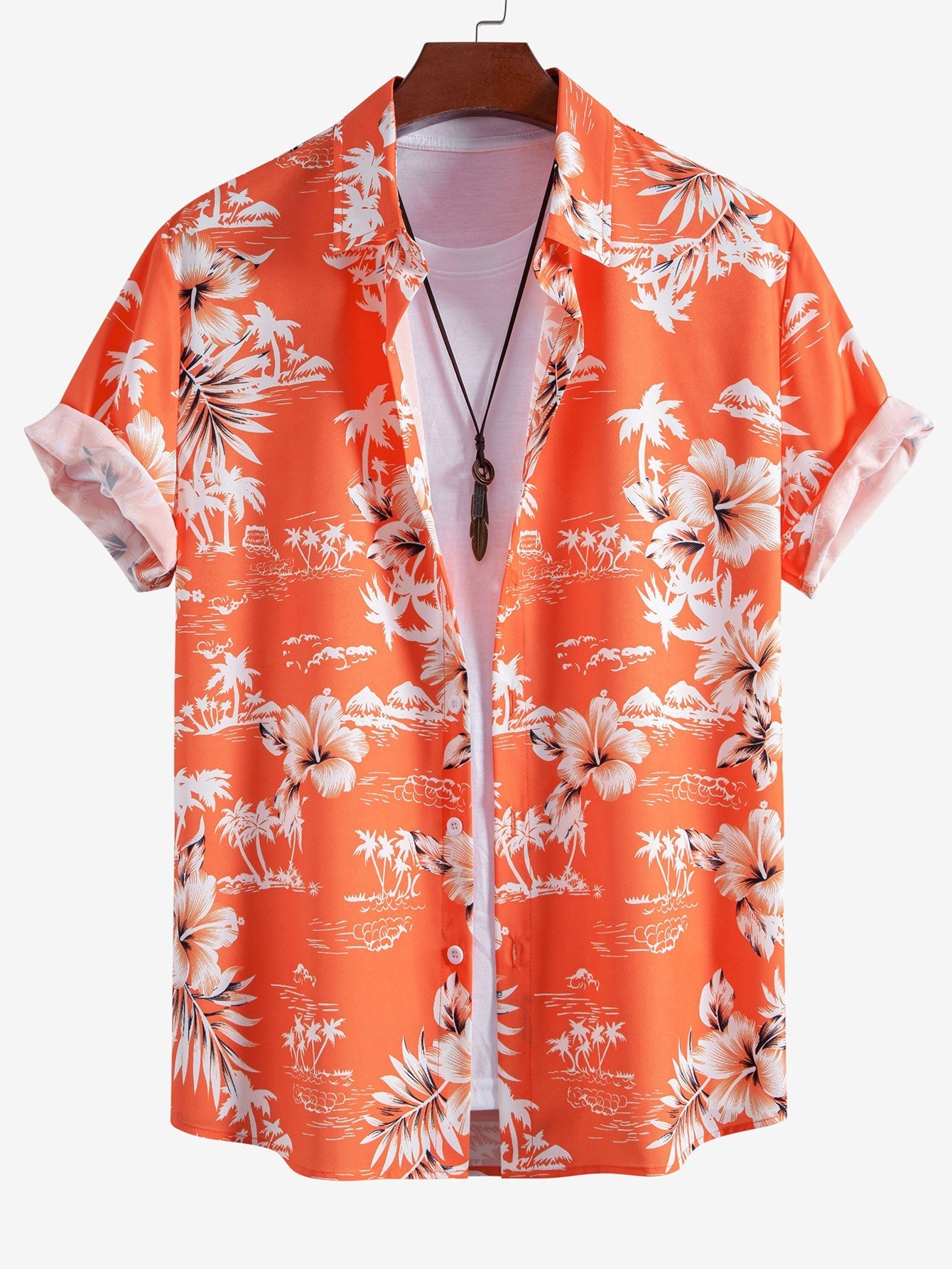 Aristeides® | Palm Tree Tropical Flora Print Button Up Shirt