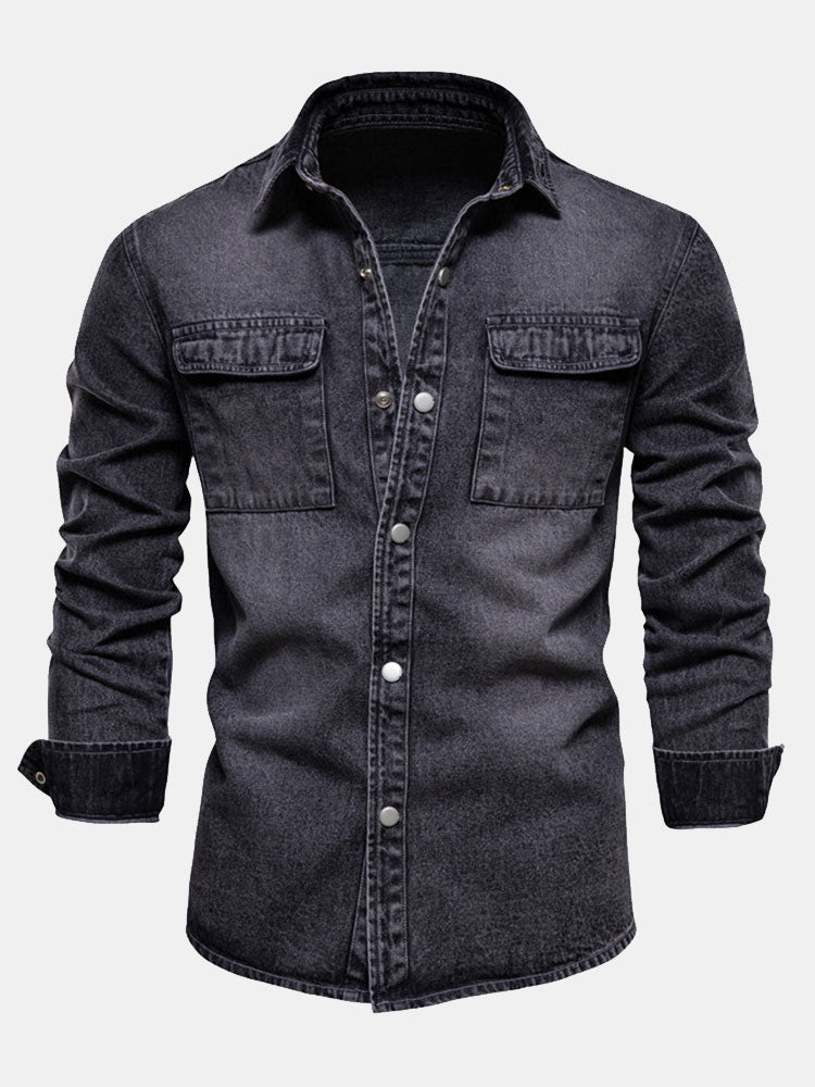 Dexter® | Washed Denim Overshirt With Pockets